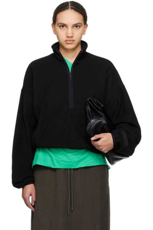 피어오브갓 에센셜 Fear of God ESSENTIALS Black Half-Zip Sweatshirt,Jet black, image