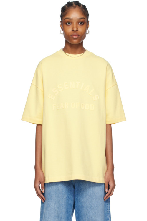 Fear of God ESSENTIALS Yellow Crewneck T-Shirt,Garden Yellow