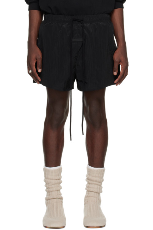피어오브갓 에센셜 피오갓 에센셜 Fear of God ESSENTIALS Black Drawstring Shorts,Jet Black