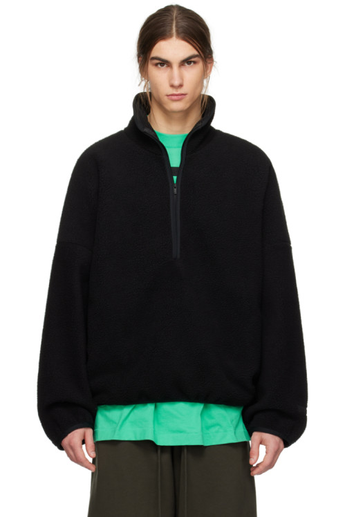 피어오브갓 에센셜 피오갓 에센셜 Fear of God ESSENTIALS Black Half-Zip Sweatshirt,Jet black, image