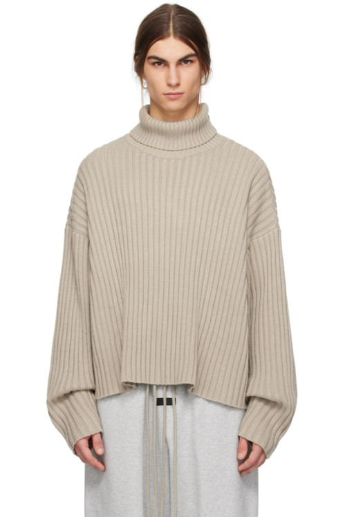 Fear of God ESSENTIALS Gray Ribbed Turtleneck,Seal