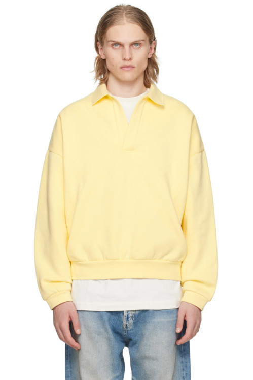 Fear of God ESSENTIALS Yellow Long Sleeve Polo,Garden yellow, image