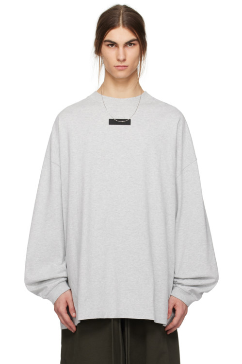 피어오브갓 에센셜 Fear of God ESSENTIALS Gray Patch Long Sleeve T-Shirt,Light heather grey