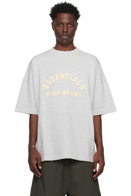피어오브갓 에센셜 Fear of God ESSENTIALS Gray Crewneck T-Shirt,Light heather grey