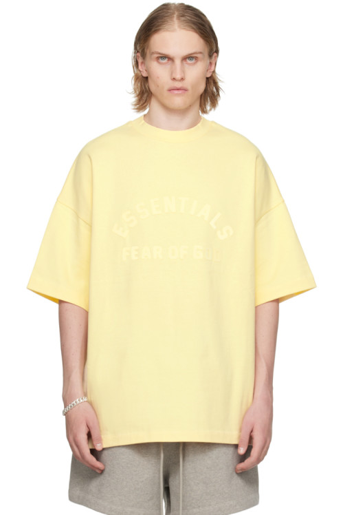 피오갓 에센셜 Fear of God ESSENTIALS Yellow Crewneck T-Shirt,Garden Yellow