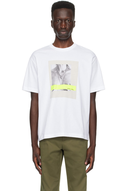 아페쎄 A.P.C. White Natacha Ramsay-Levi Edition T-Shirt,Dam jaune fluo