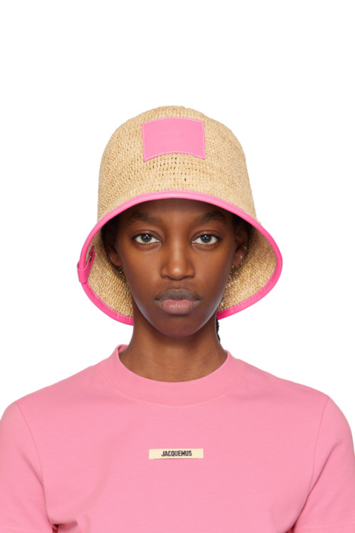 JACQUEMUS Beige & Pink Le bob Soli Hat,Neon Pink