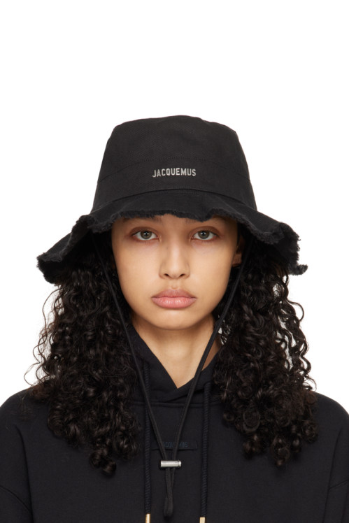 JACQUEMUS Black Les Classiques Le bob Artichaut Beach Hat,Black,image