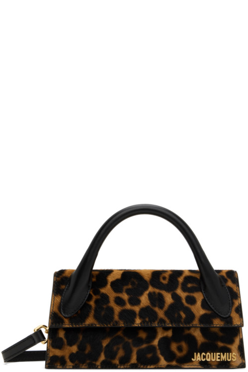 JACQUEMUS Black & Brown Le Chiquito long Bag,Print leopard brown,image