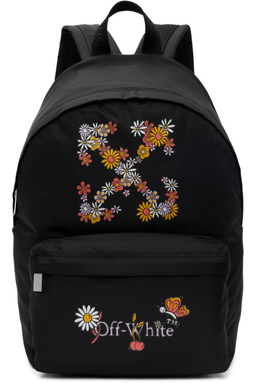 Off-White Kids Black Funny Flowers Backpack