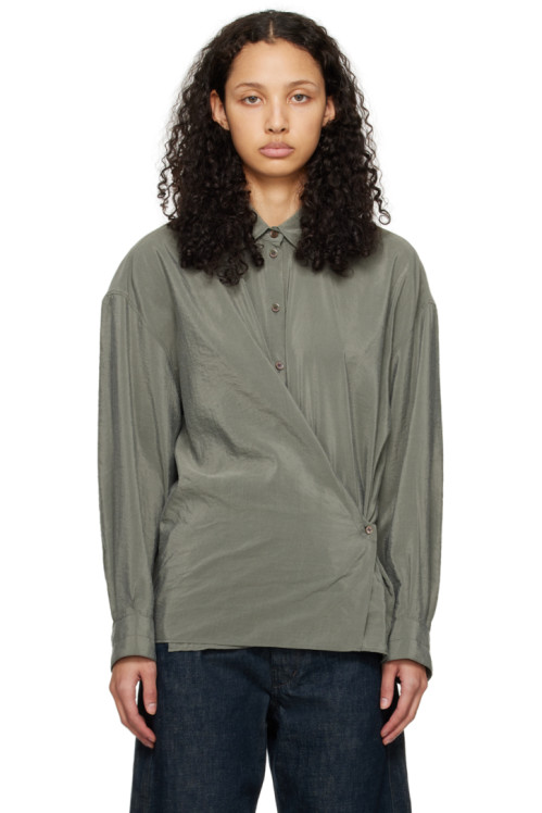 LEMAIRE Gray Twisted Shirt,Ash grey,image