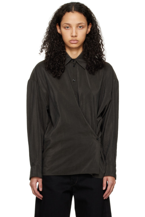 LEMAIRE Brown Twisted Shirt,Dark espresso,image