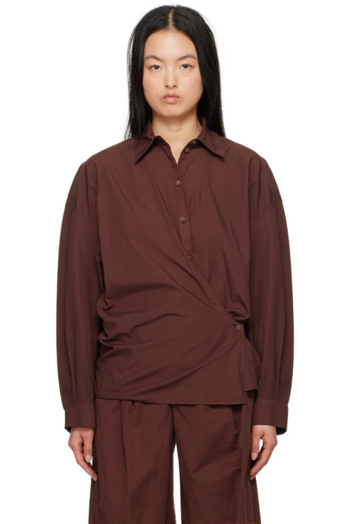 LEMAIRE Burgundy Twisted Shirt,Cacao bean,image