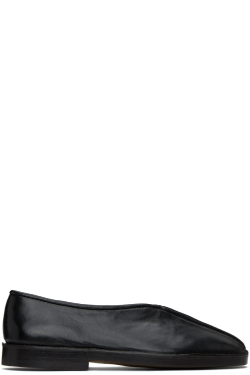 LEMAIRE Black Flat Piped Slippers,Black,image