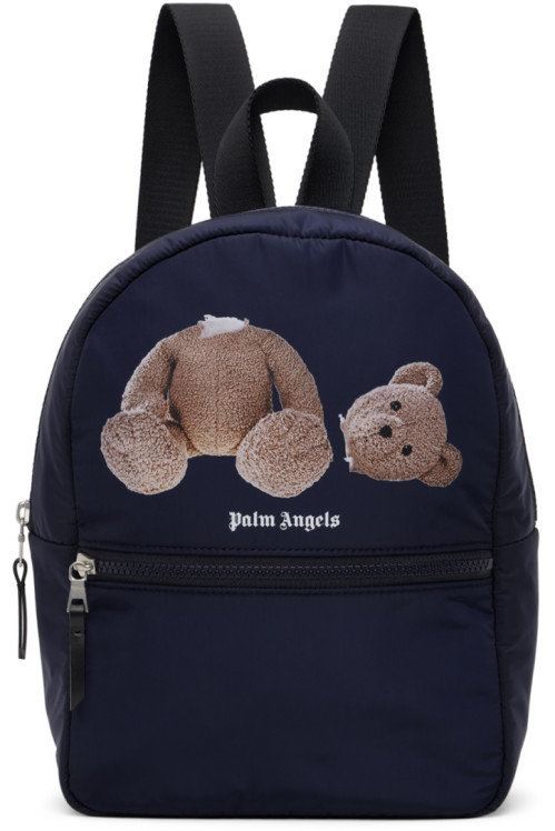 Palm Angels Kids Navy Classic Bear Small Backpack