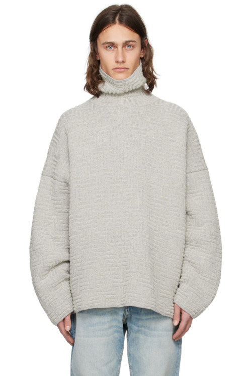 Fear of God Gray Jacquard Sweater,Dove grey