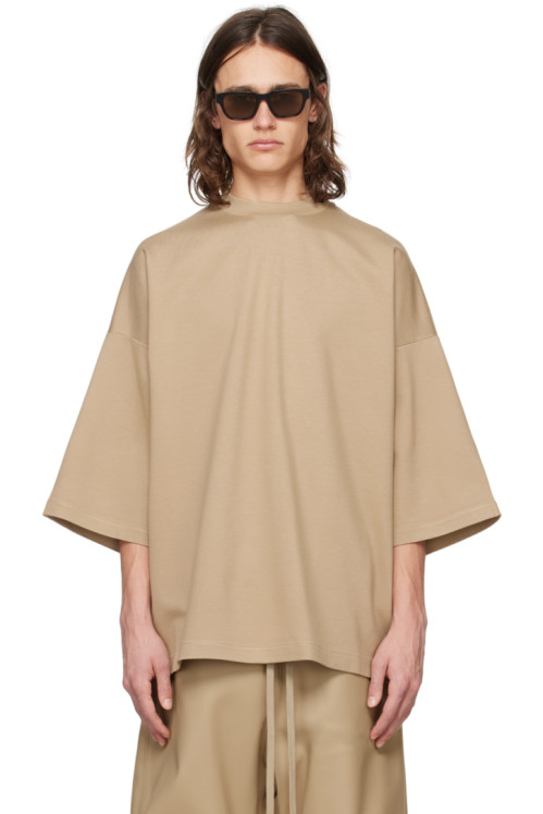 Fear of God Tan Embroidered T-Shirt,Dune