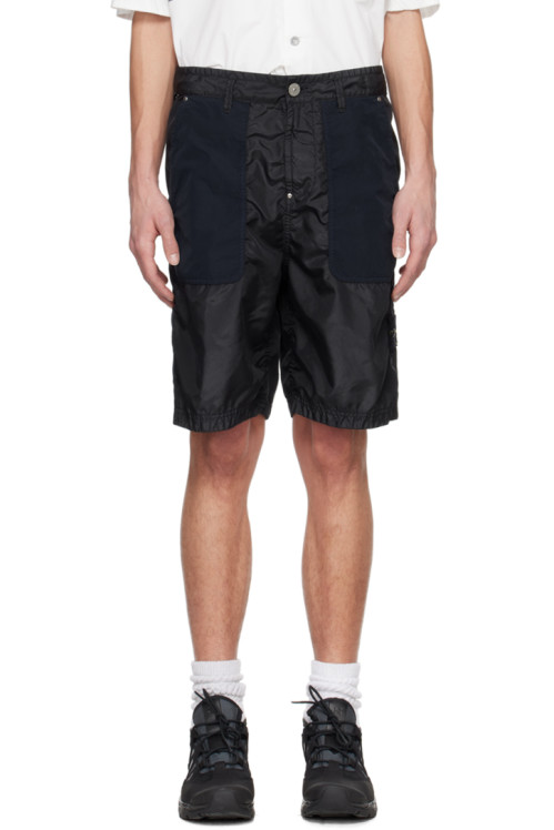 스톤 아일랜드 Stone Island Black & Navy Patch Shorts,Navy bluernSupplier