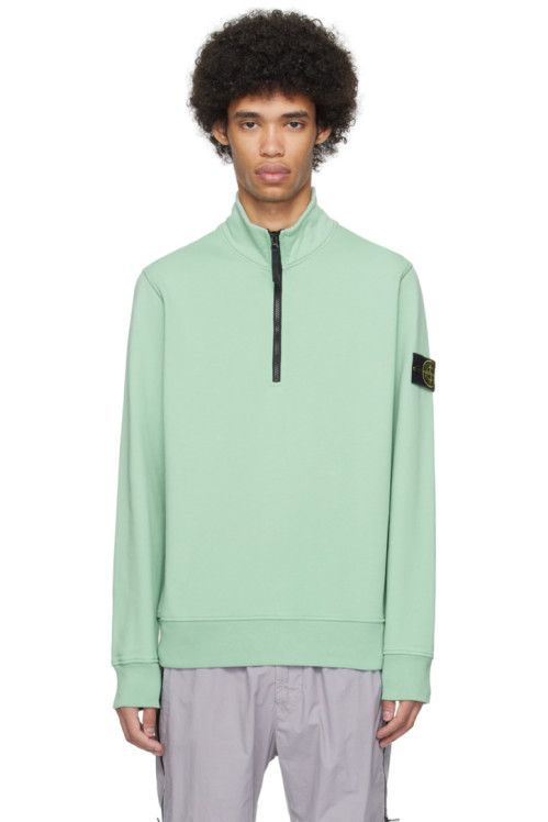 스톤 아일랜드 Stone Island Green Half-Zip Sweatshirt,Light Green Supplier