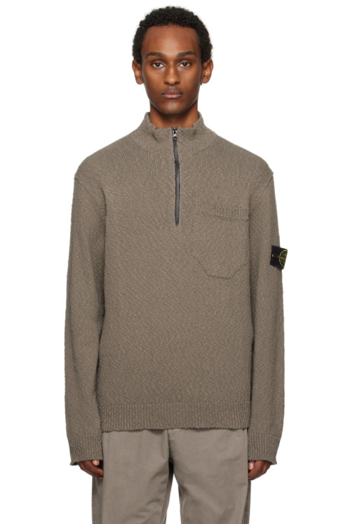 스톤 아일랜드 Stone Island Gray Half-Zip Sweater,Dove grayrnSupplier