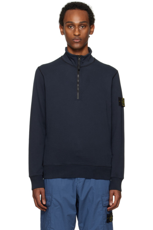 스톤 아일랜드 Stone Island Navy Half-Zip Sweater,Navy blue Supplier