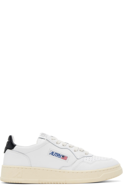 AUTRY White Medalist Low Sneakers,Leat