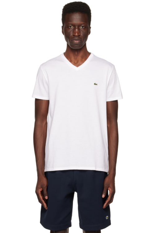 Lacoste White V-Neck T-Shirt