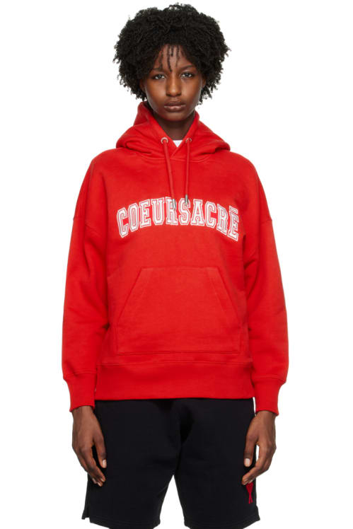 AMI Alexandre Mattiussi Red Coeur Sacre Hoodie,Scarlet red, image