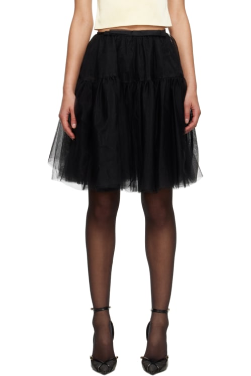 슈슈통 스커트 Shushu/Tong Black Semi-Sheer Midi Skirt