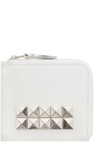 Comme des Garçons Wallets - Portefeuille clouté en cuir blanc