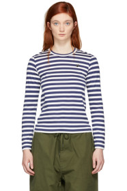 Comme des Garçons Play - Navy & White Striped Small Heart Patch T-Shirt