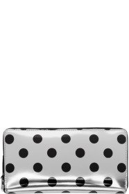 Comme des Garçons Wallets - Silver & Black Polka Dot Continental Zip Wallet