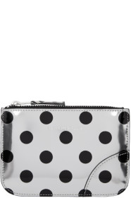 Comme des Garçons Wallets - Silver & Black Polka Dot Small Zip Pouch