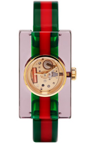 Gucci - レッド & グリーン プレキシガラス スケルトン ウォッチ