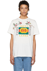 Gucci - ホワイト フローラル ロゴ T シャツ