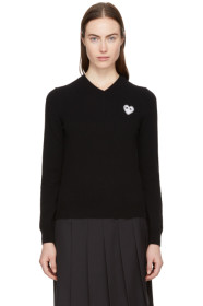Comme des Garçons Play - Black Heart Patch V-Neck Sweater