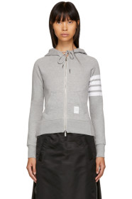 Thom Browne - Grey Classic Four Bar Zip Hoodie