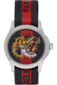 Gucci - Navy & Red G-Timeless 'L'Aveugle Par Amour' Tiger Watch