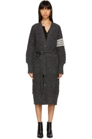Thom Browne - Grey Four Bar Long Cardigan