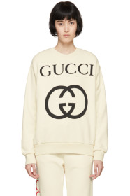 Gucci - 灰白色大廓形徽标套头衫
