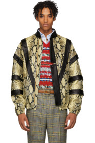 Gucci - Yellow & Black Faux-Python Bomber Jacket