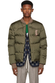 Gucci - 绿色刺绣羽绒外套