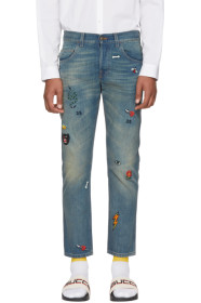 Gucci - Blue Tapered Symbols Jeans