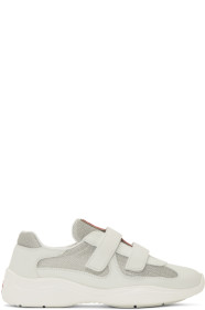 Prada - Baskets blanches Leather & Mesh Straps