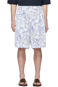 Tibi - SSENSE Exclusive White & Blue Isa Shorts