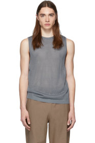 Tibi - SSENSE Exclusive Grey Crispy Viscose Mesh Tank Top