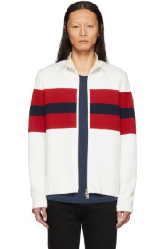 Moncler - White & Red Zip-Up Cardigan