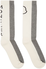 Moncler - White & Grey Logo Socks