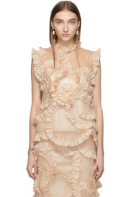Moncler Genius - 4 Moncler Simone Rocha コレクション ベージュ フローラル ブラウス