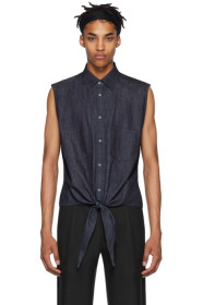 Random Identities - Blue Denim Knotty Sleeveless Shirt